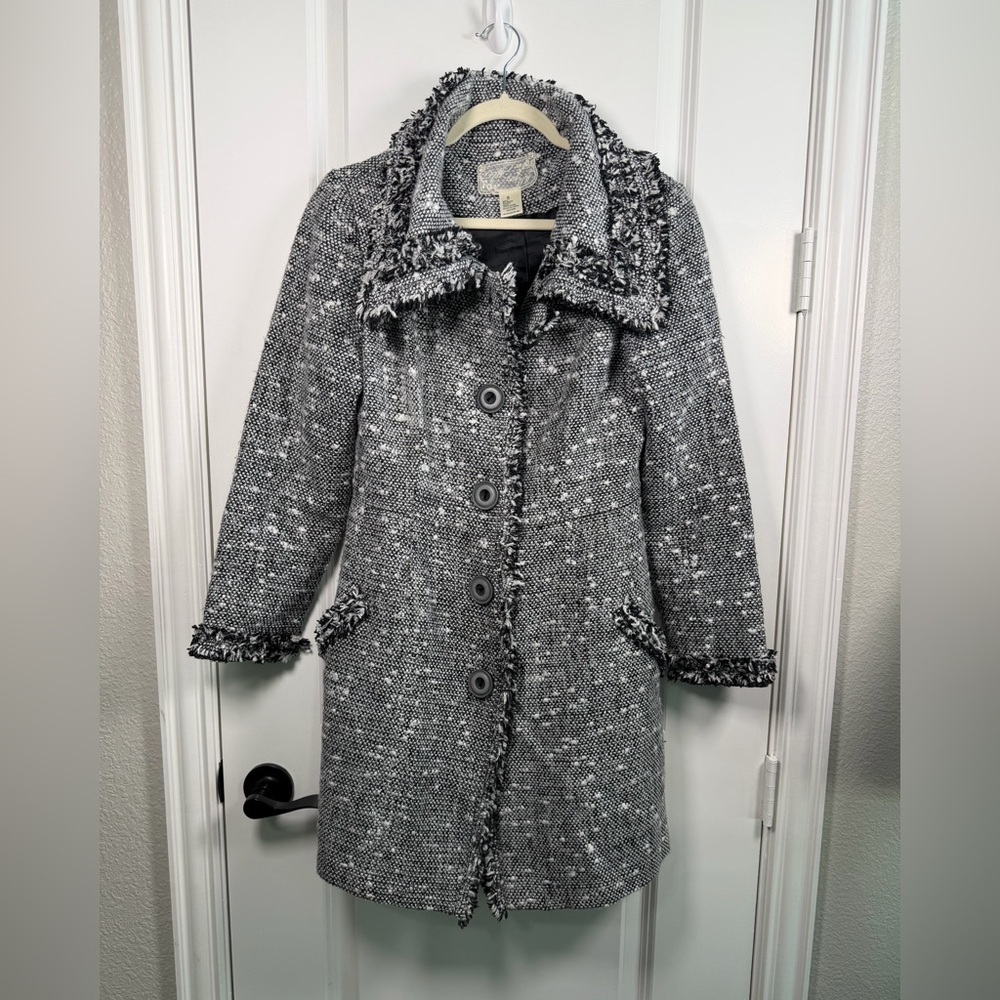 Nick & Mo Black and White Textured Trench Coat